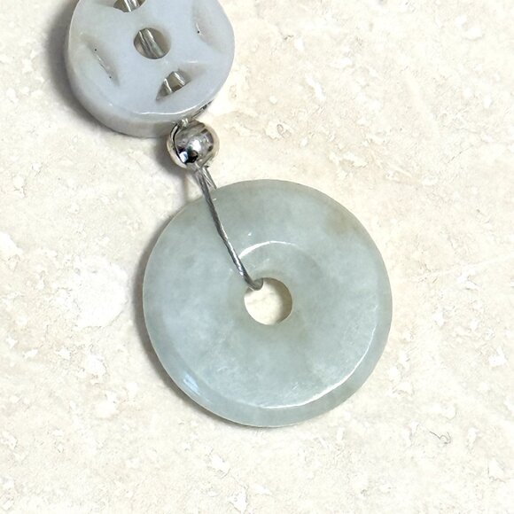 Genuine Light Green Nephrite Eternity Ring Necklace, Lariat Pendant & Waxed Cord - Picture 5 of 11